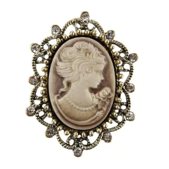 Lady of Letters Classic Cameo Brooch in 6 Color Choices