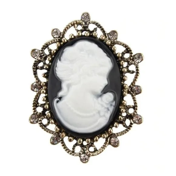 Lady of Letters Classic Cameo Brooch in 6 Color Choices