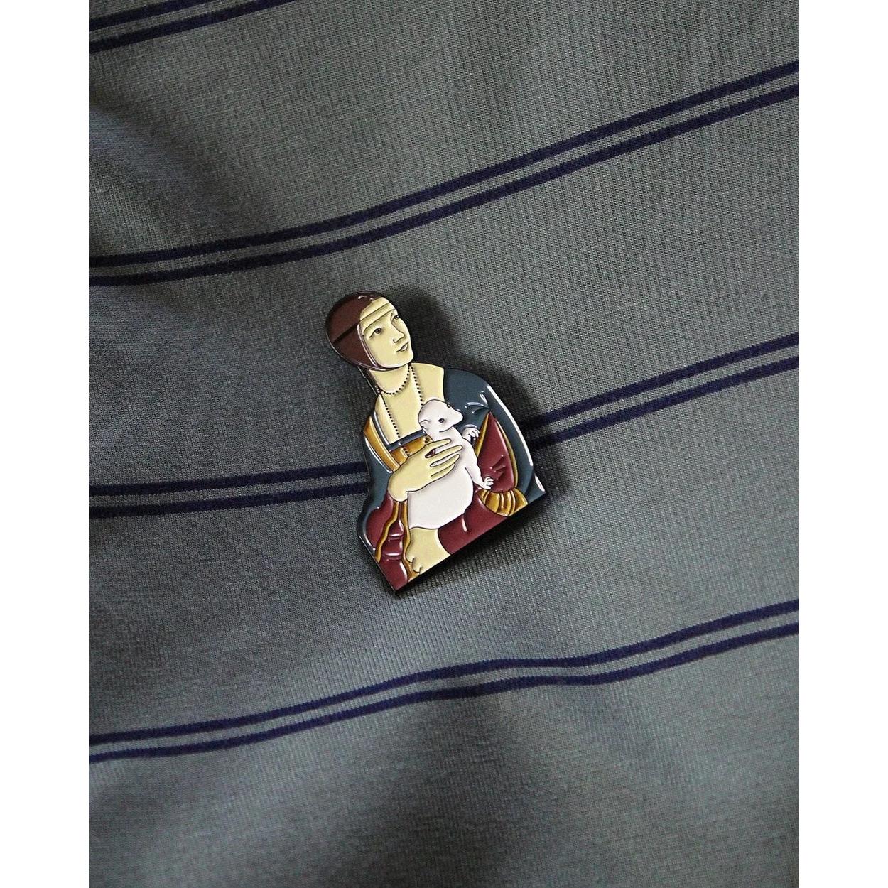 Lady with an Ermine Enamel Pin | Leonardo da Vinci’s Artwork Soft Lapel Pin | 1.2" x 1.75"
