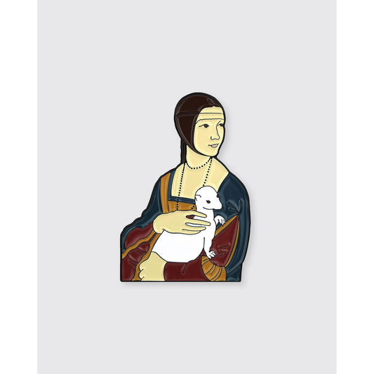 Lady with an Ermine Enamel Pin | Leonardo da Vinci’s Artwork Soft Lapel Pin | 1.2" x 1.75"