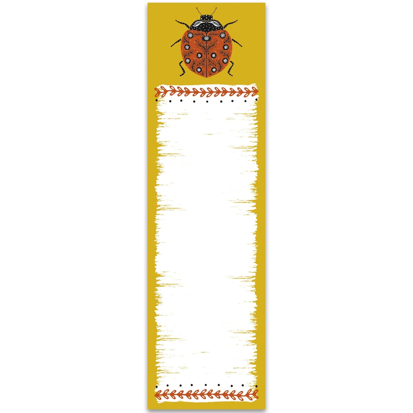 Notepad with a ladybug design on a yellow background