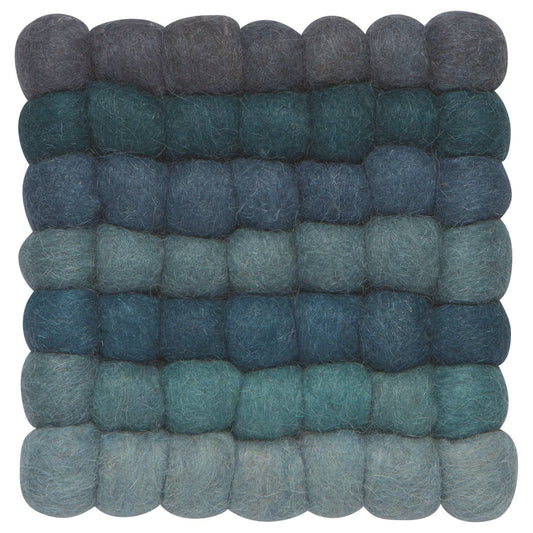 Lagoon Recycled Wool Felt Dot Trivet | Hand-Felted Hot Pad Heat-Resistant Mat