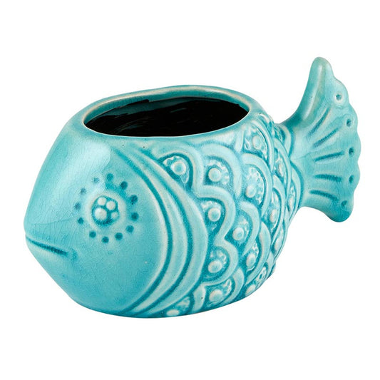 Lake Blue Fish Planter | Ceramic Succulent Pot | 3.5" Tall