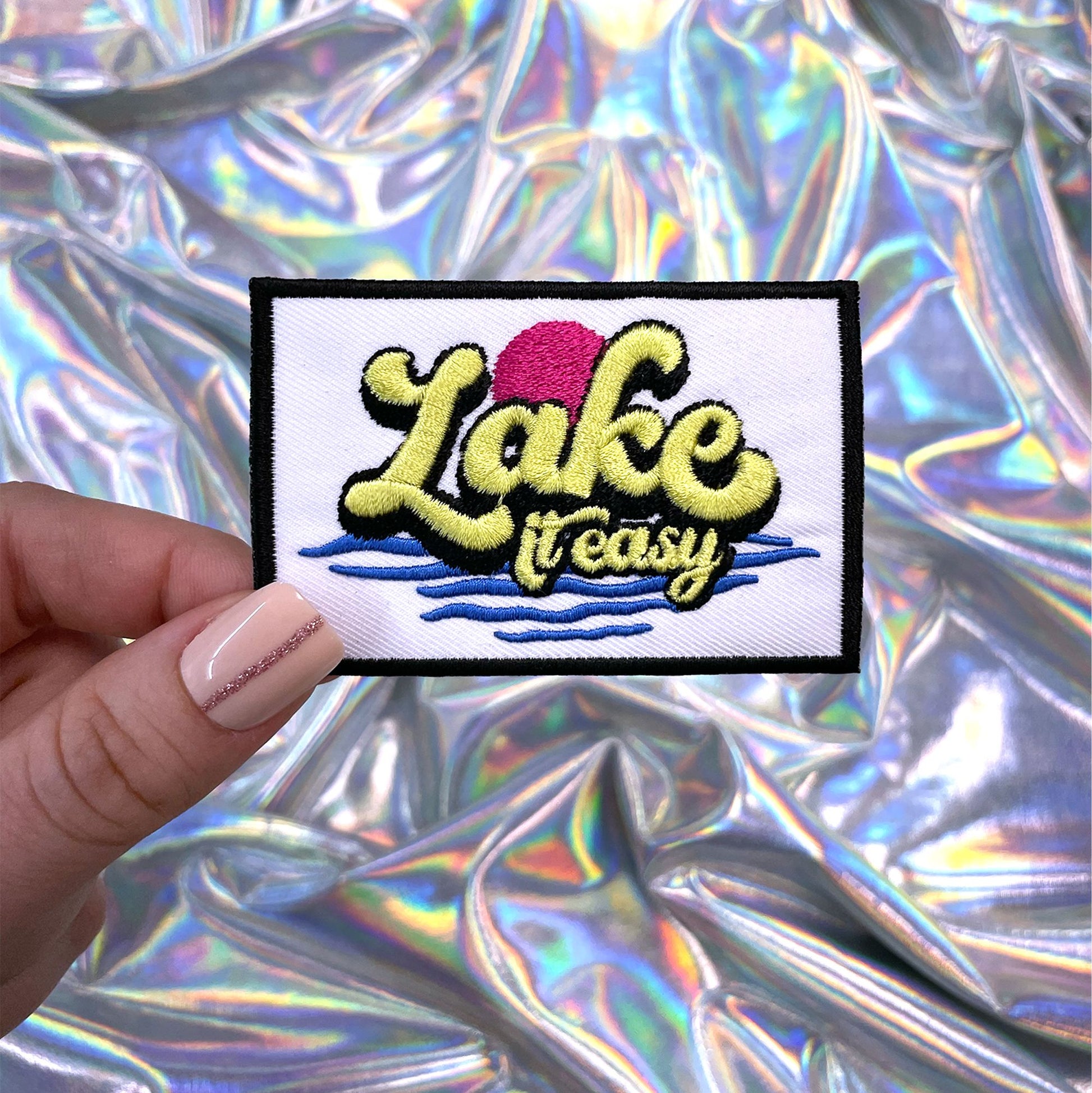 Lake It Easy Embroidered Patch Iron-On for Hats | Heat-seal Patches