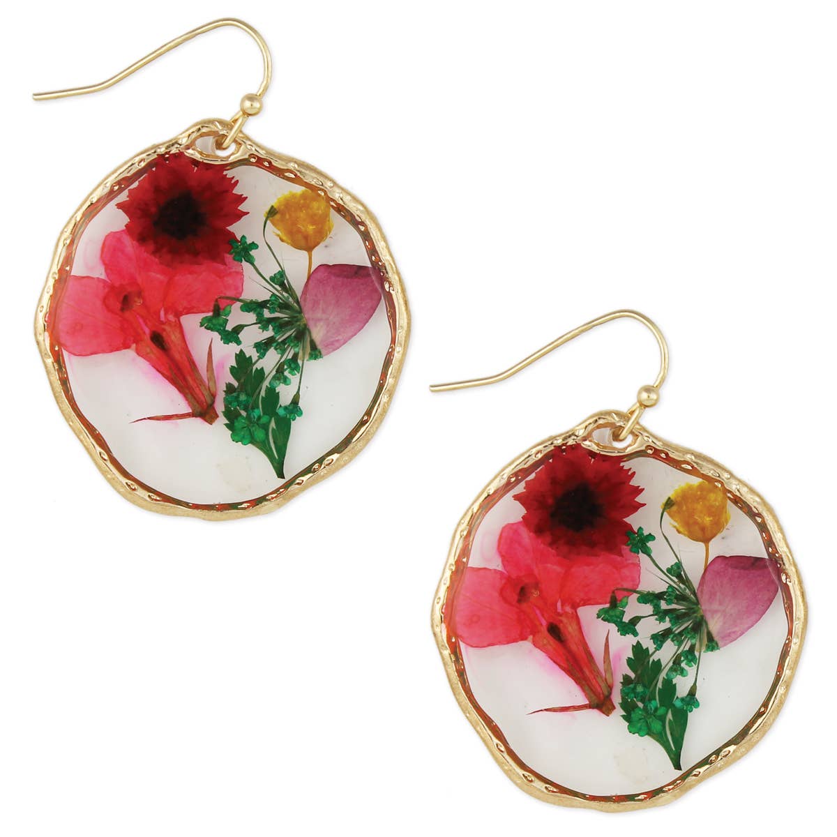 Large Circle Bouquet Dried Flower Earrings | Genuine Pressed Flower Fashion Jewelry