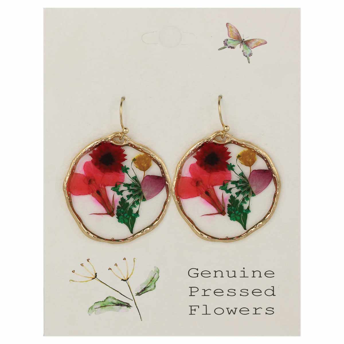 Large Circle Bouquet Dried Flower Earrings | Genuine Pressed Flower Fashion Jewelry