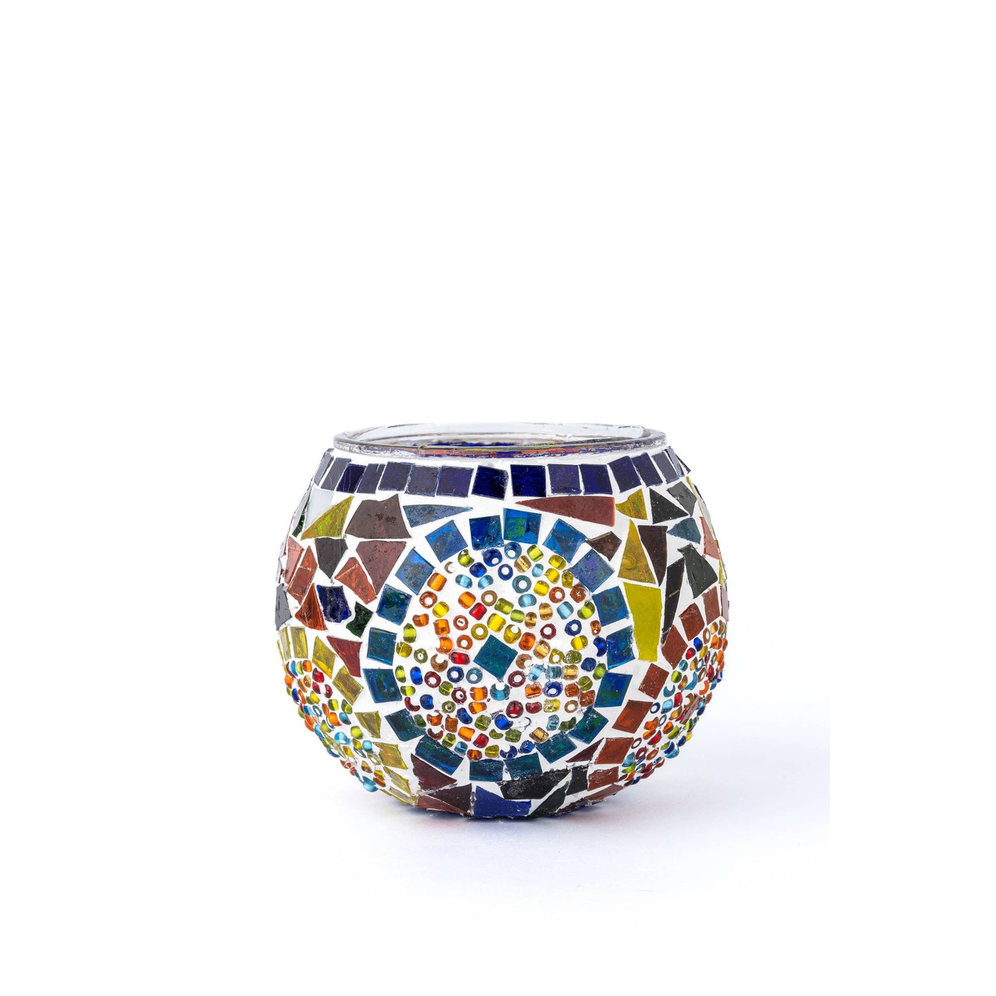 Large Mosaic Glass Candle Holder [in Multicolor and Turquiose]