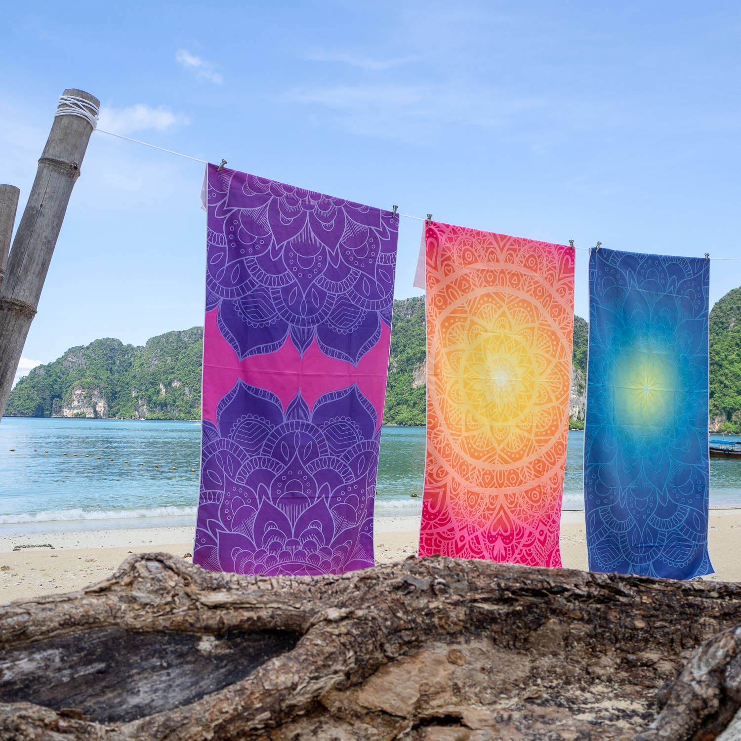 Microfiber 2024 sand free beach towel blue purple mandala