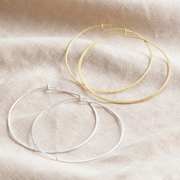 Large Thin Hoop Earrings in Gold Sterling Silver | Designed in the UK