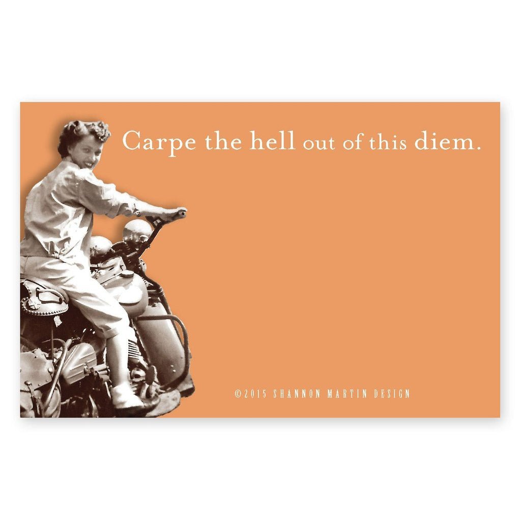 Last Call! Carpe The Hell Out Of This Diem Sticky Notes in Orange