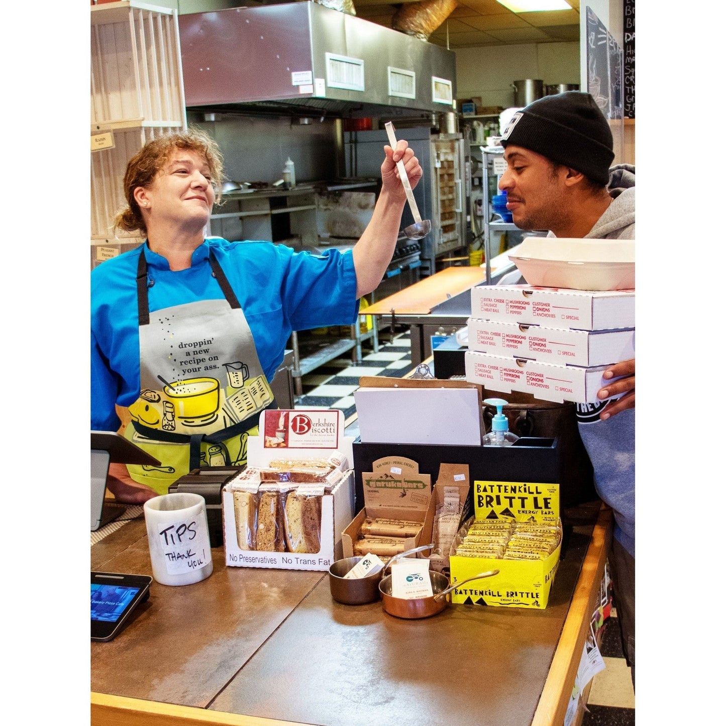 Last Call! Droppin' A New Recipe On Your Ass Funny Cooking and BBQ Apron Unisex 2 Pockets Adjustable Strap 100% Cotton | BlueQ at GetBullish