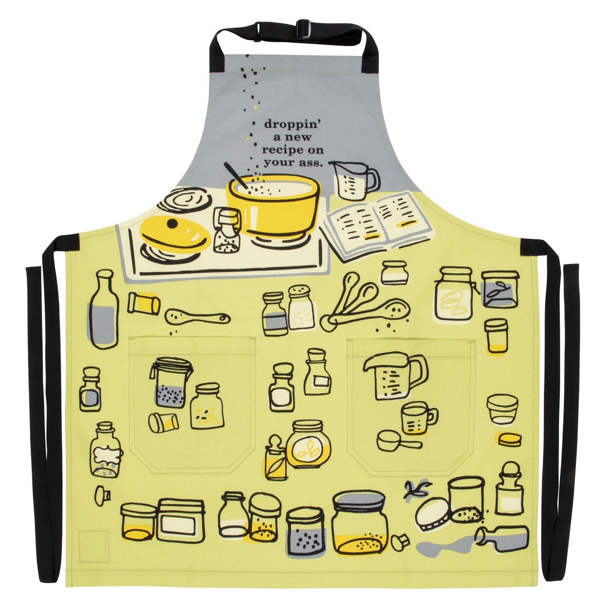 Last Call! Droppin' A New Recipe On Your Ass Funny Cooking and BBQ Apron Unisex 2 Pockets Adjustable Strap 100% Cotton | BlueQ at GetBullish