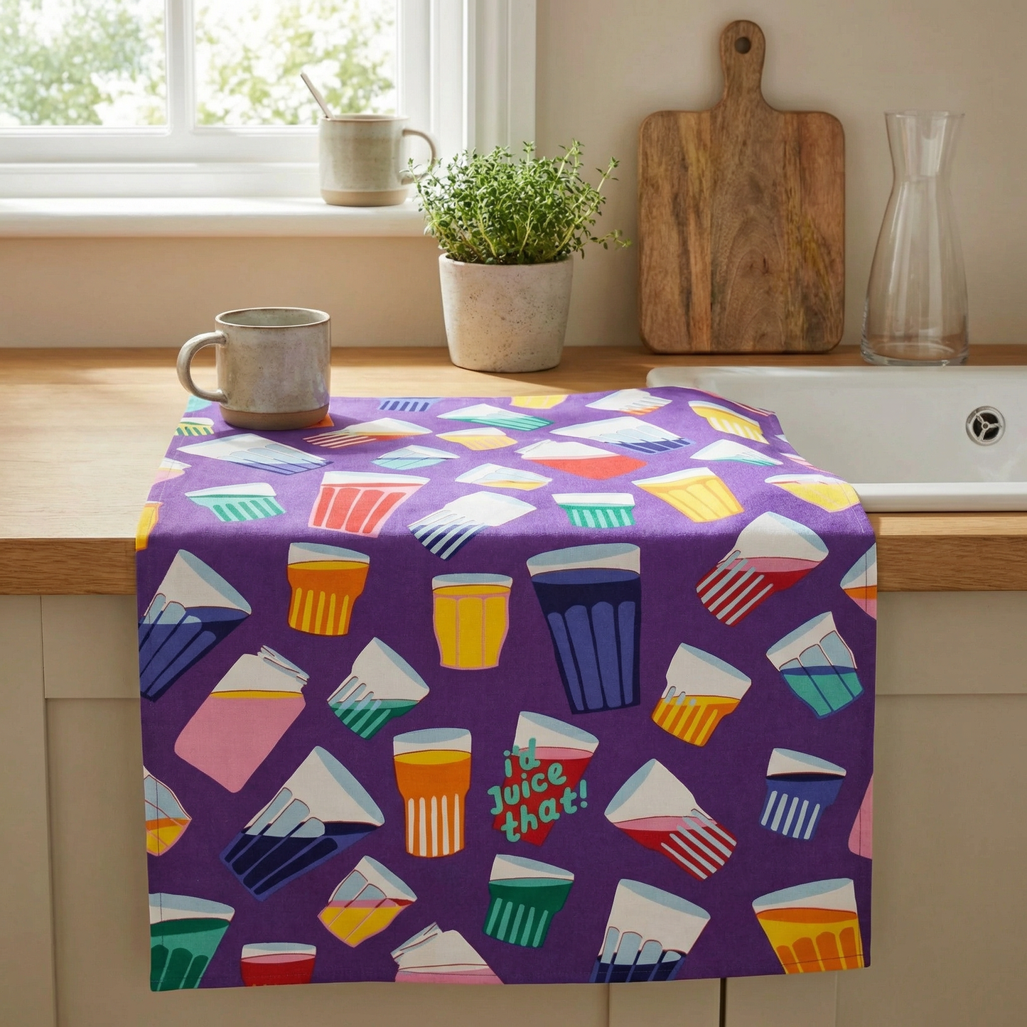 Last Call! I'd Juice That Screen-Printed Cotton Funny Dish Towel | BlueQ at GetBullish