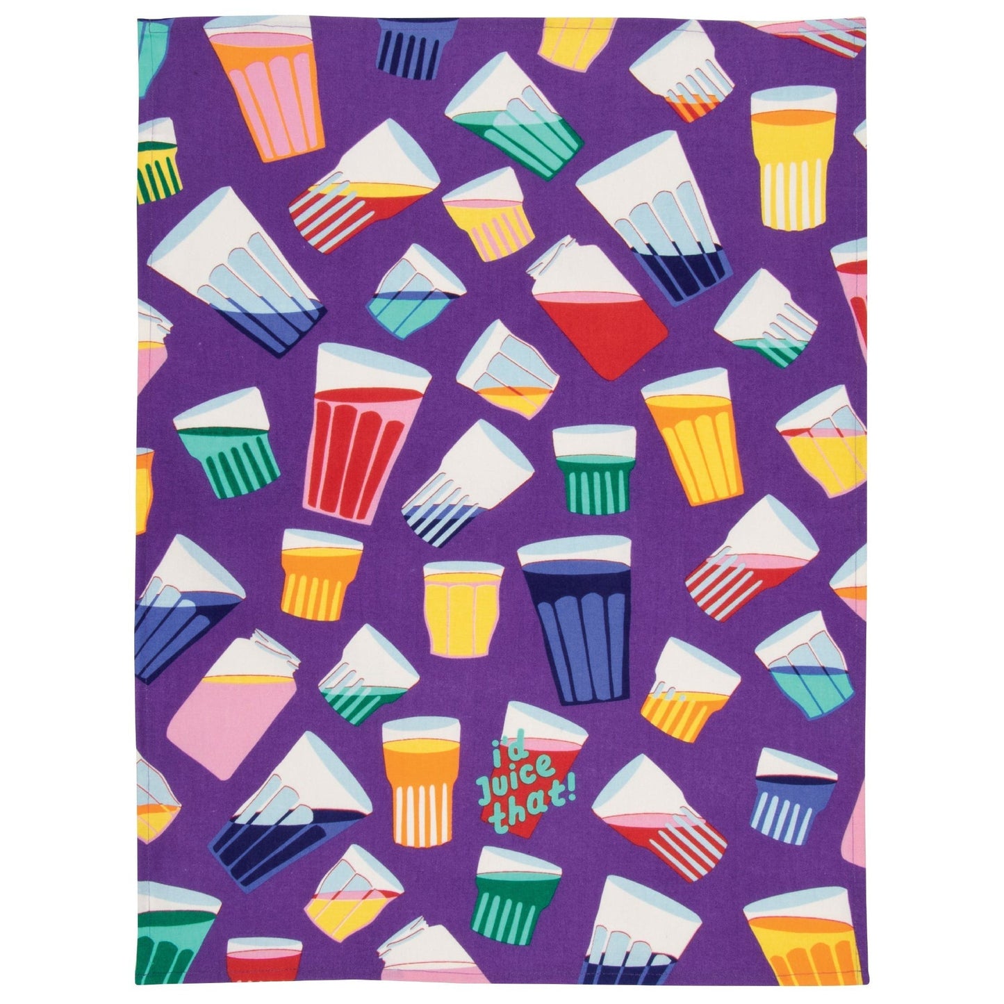 Last Call! I'd Juice That Screen-Printed Dish Towel with Multicolored Glasses Pattern
