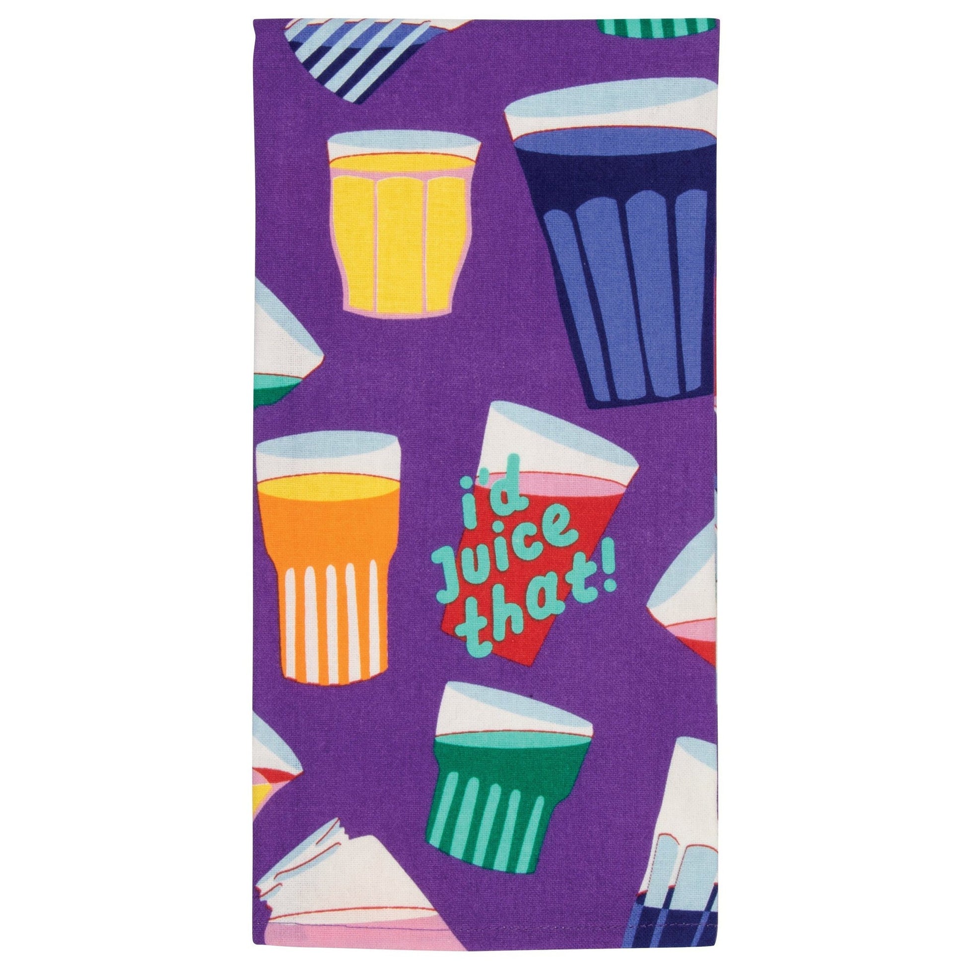 Last Call! I'd Juice That Screen-Printed Dish Towel with Multicolored Glasses Pattern