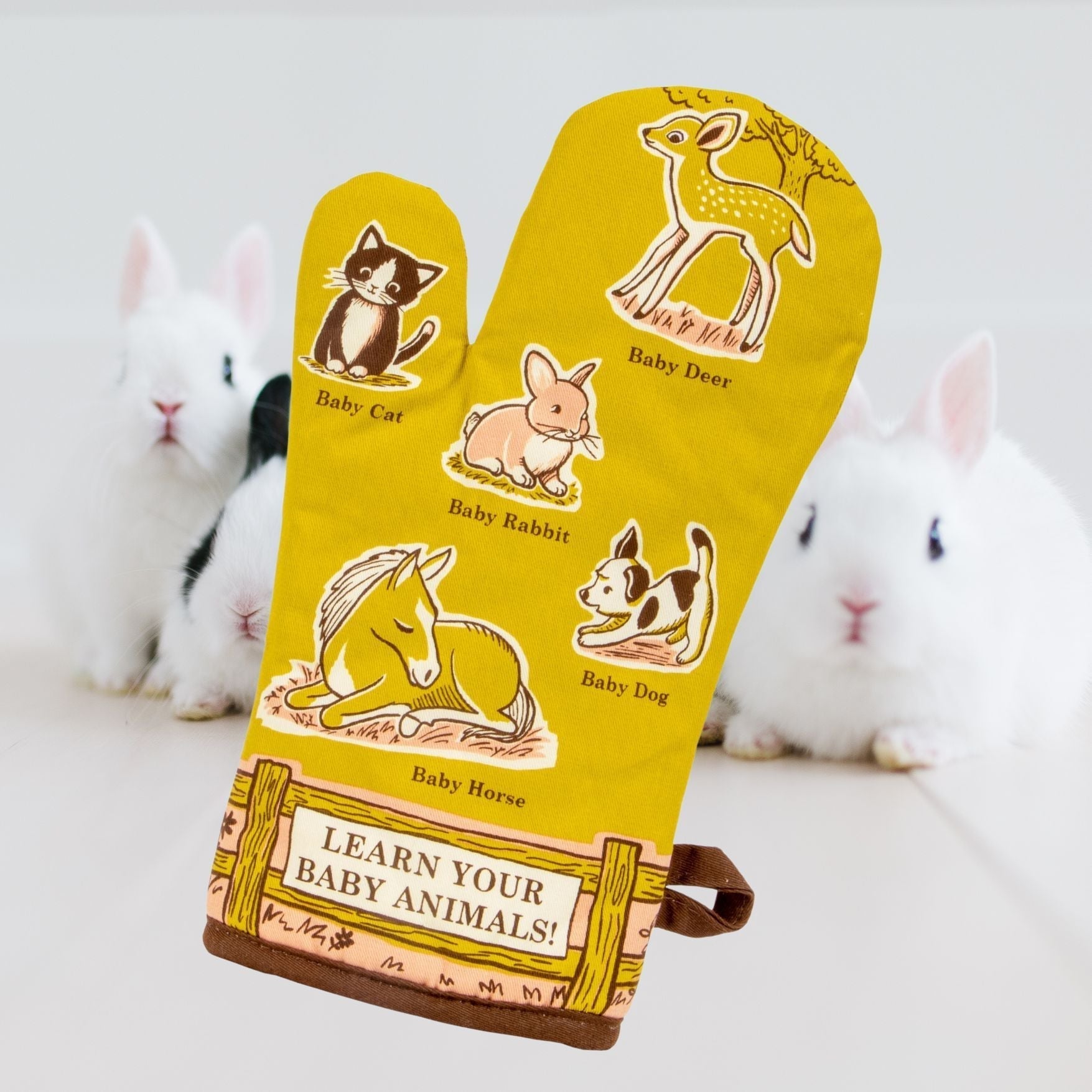 Last Call! Learn Your Baby Animals Oven Mitt with Animal Design | Kitchen Thermal Single Pot Holder | BlueQ at GetBullish