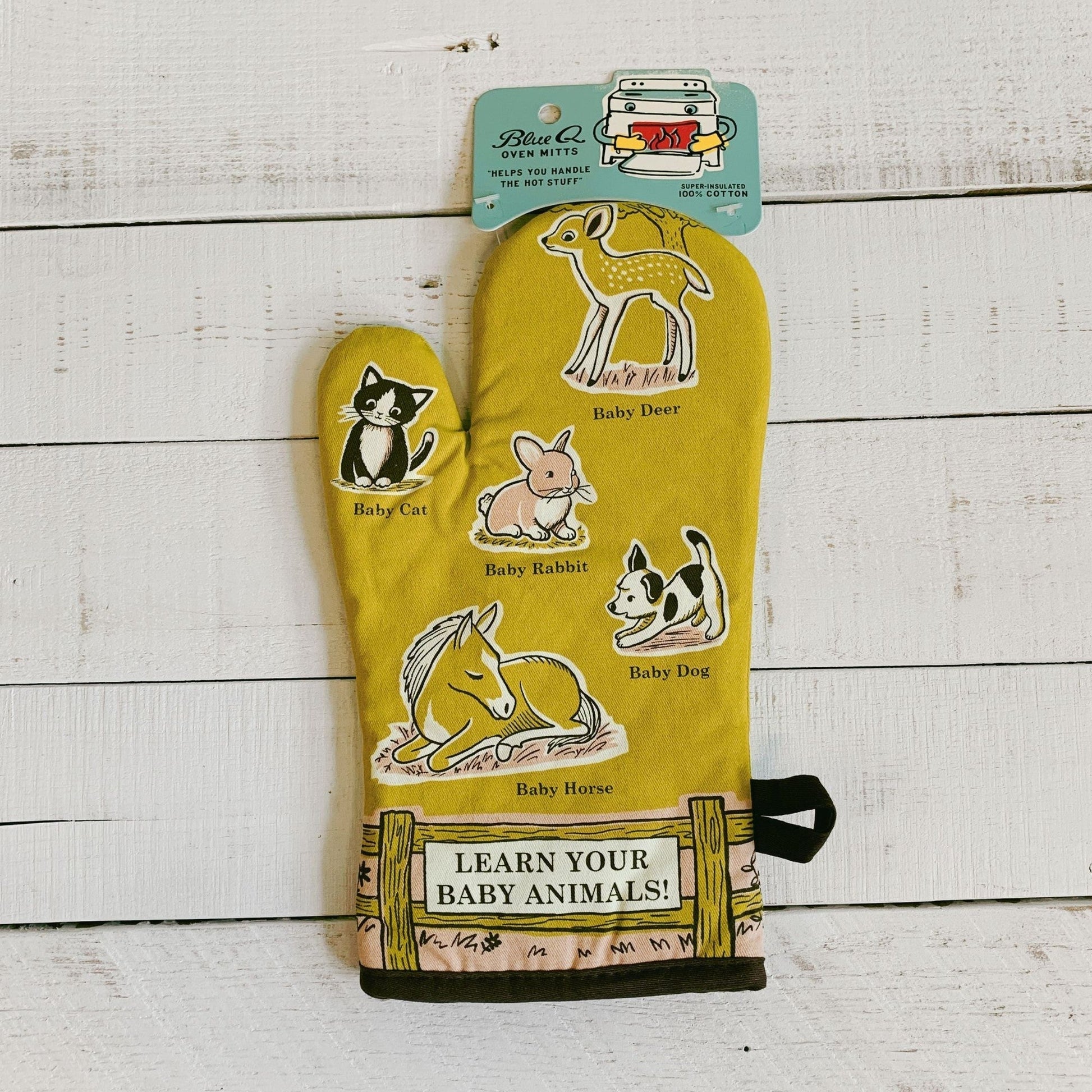 Last Call! Learn Your Baby Animals Oven Mitt with Animal Design | Kitchen Thermal Single Pot Holder | BlueQ at GetBullish