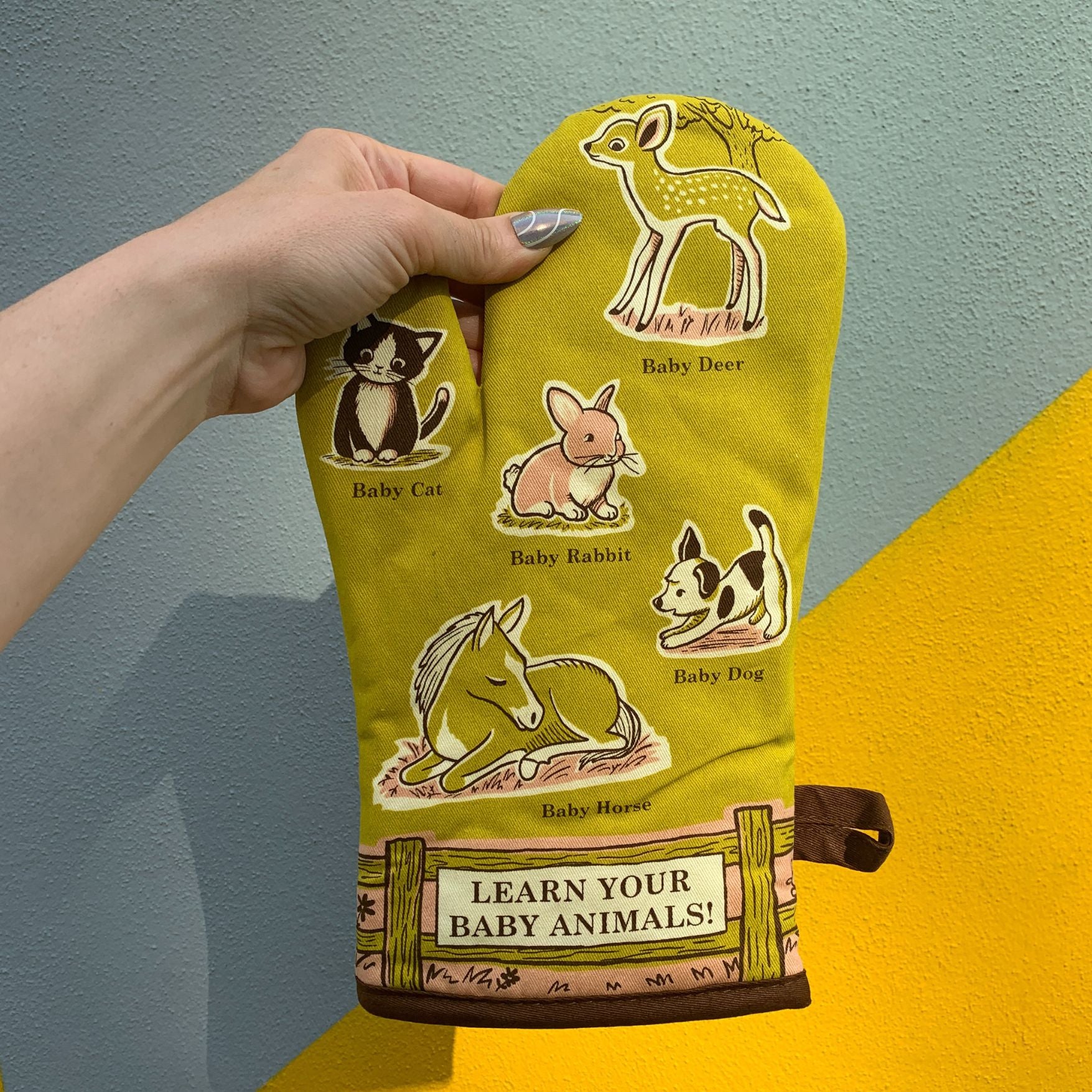 Last Call! Learn Your Baby Animals Oven Mitt with Animal Design | Kitchen Thermal Single Pot Holder | BlueQ at GetBullish