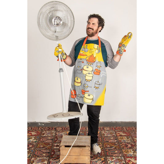 Last Call! Man With A Pan Apron Funny Cooking and BBQ Apron Men's Gift 2 Pockets Adjustable Strap 100% Cotton | BlueQ at GetBullish