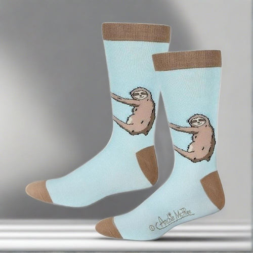 Last Call! Sloth Men's Socks in Baby Blue | Funny Novelty Socks Men's One Size