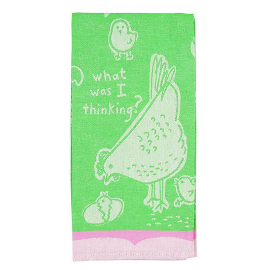 Last Call! What Was I Thinking Woven Pink Green Funny Snarky Dish Jacquard Towel