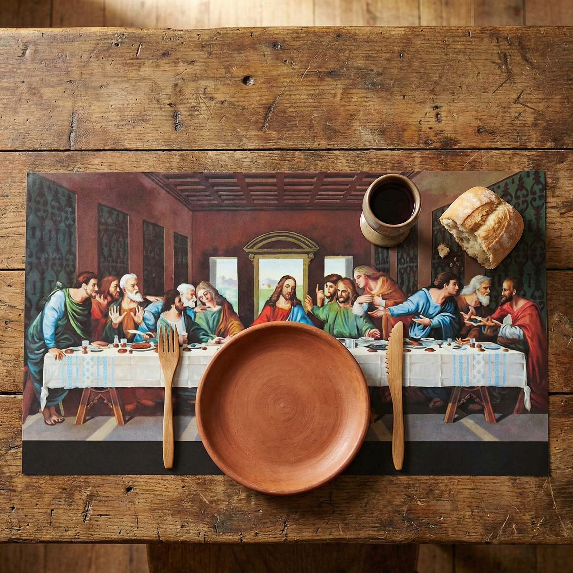Last Supper Paper Placemats (40 pack) | Funny Peel-Off Pad for a Biblical Feast at Home