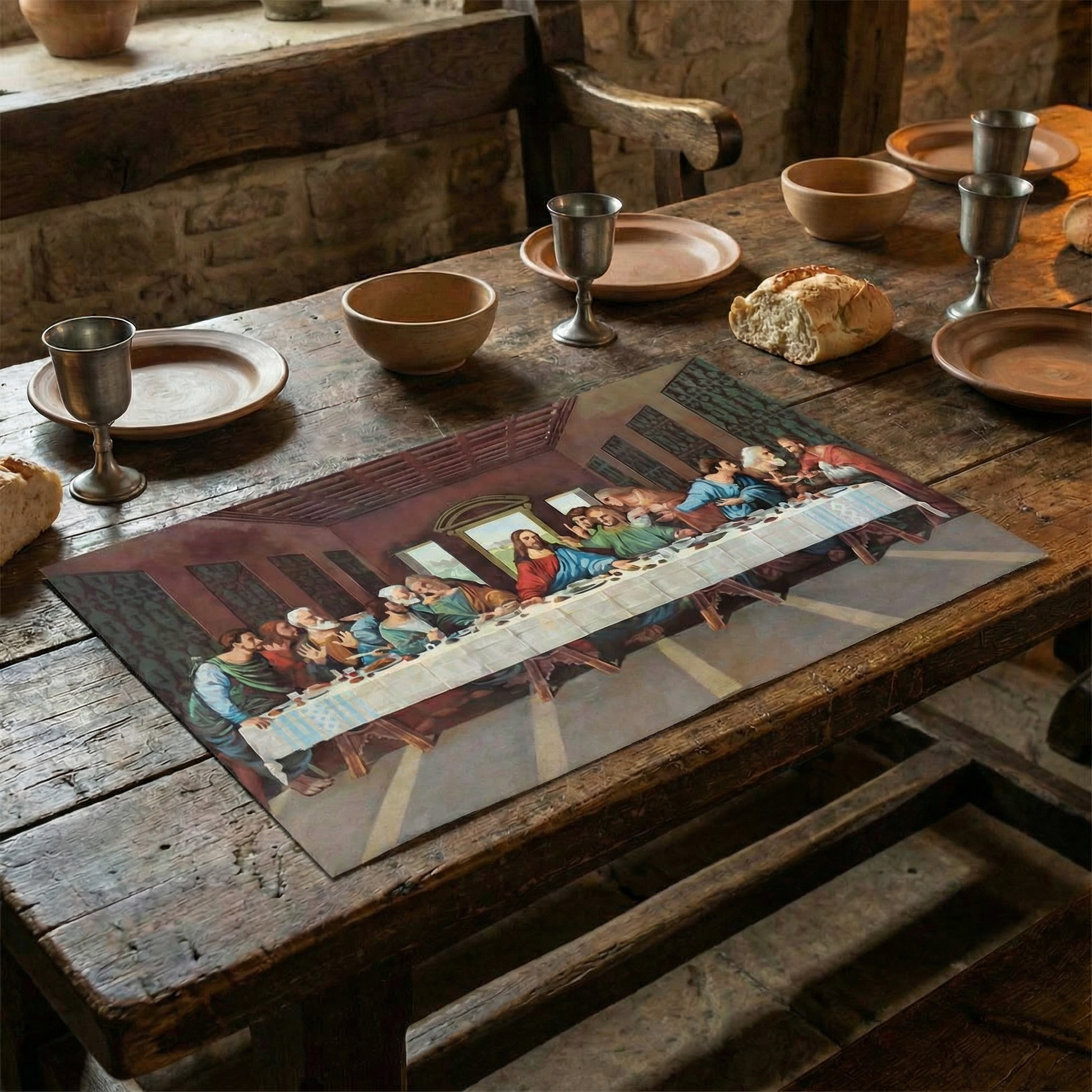 Last Supper Paper Placemats (40 pack) | Funny Peel-Off Pad for a Biblical Feast at Home