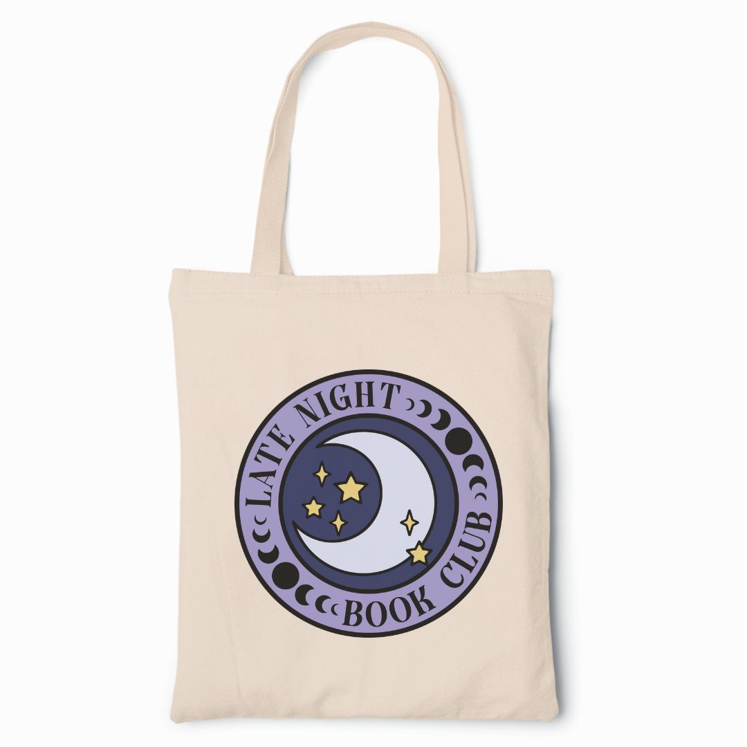 Late Night Book Club Tote Bag | 15" x 16"