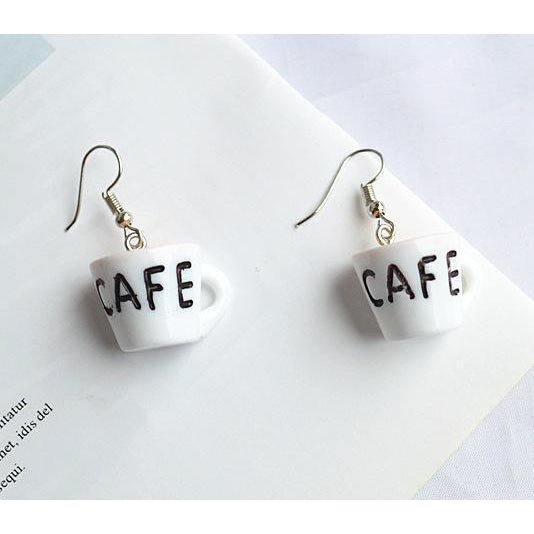 Latte Art Earrings Sculpted in Resin
