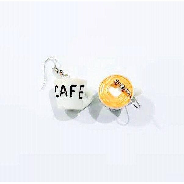 Latte Art Earrings Sculpted in Resin