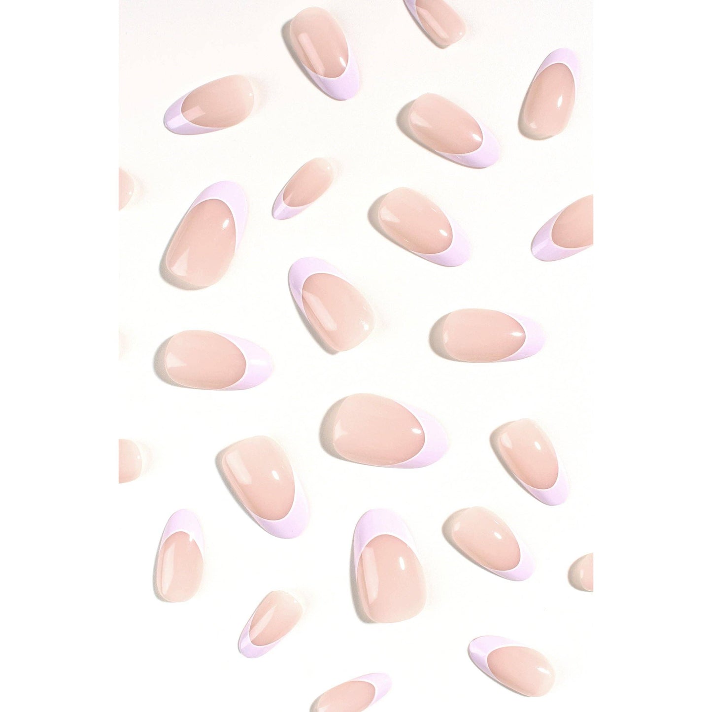 Lavender Petal Grace Press-On Nails | Pastel French Tip Nails with Elegant Line | Reusable