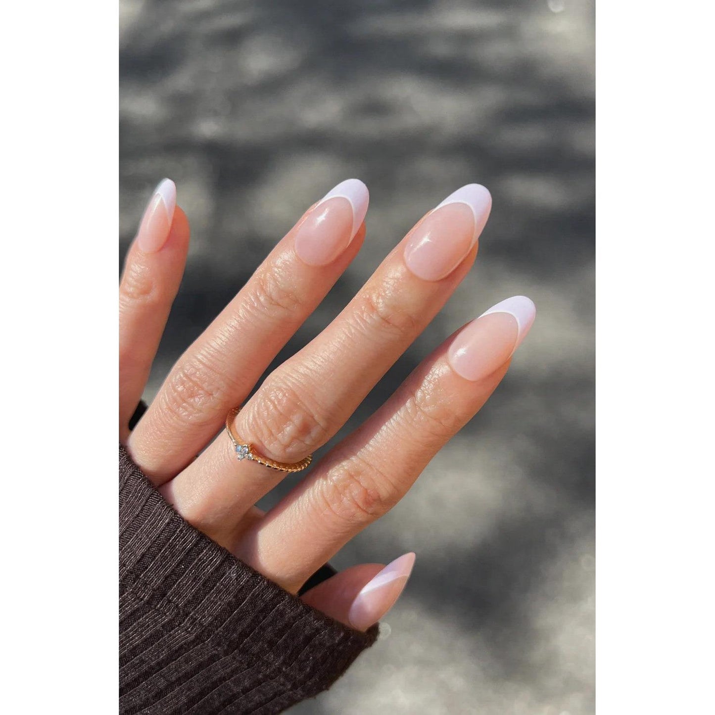 Lavender Petal Grace Press-On Nails | Pastel French Tip Nails with Elegant Line | Reusable