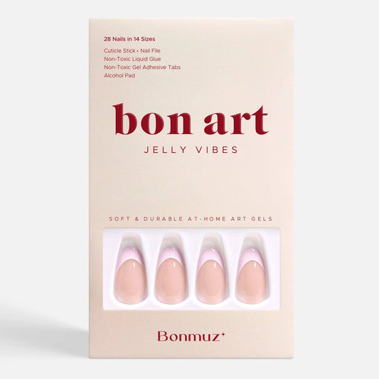 Lavender Petal Grace Press-On Nails | Pastel French Tip Nails with Elegant Line | Reusable