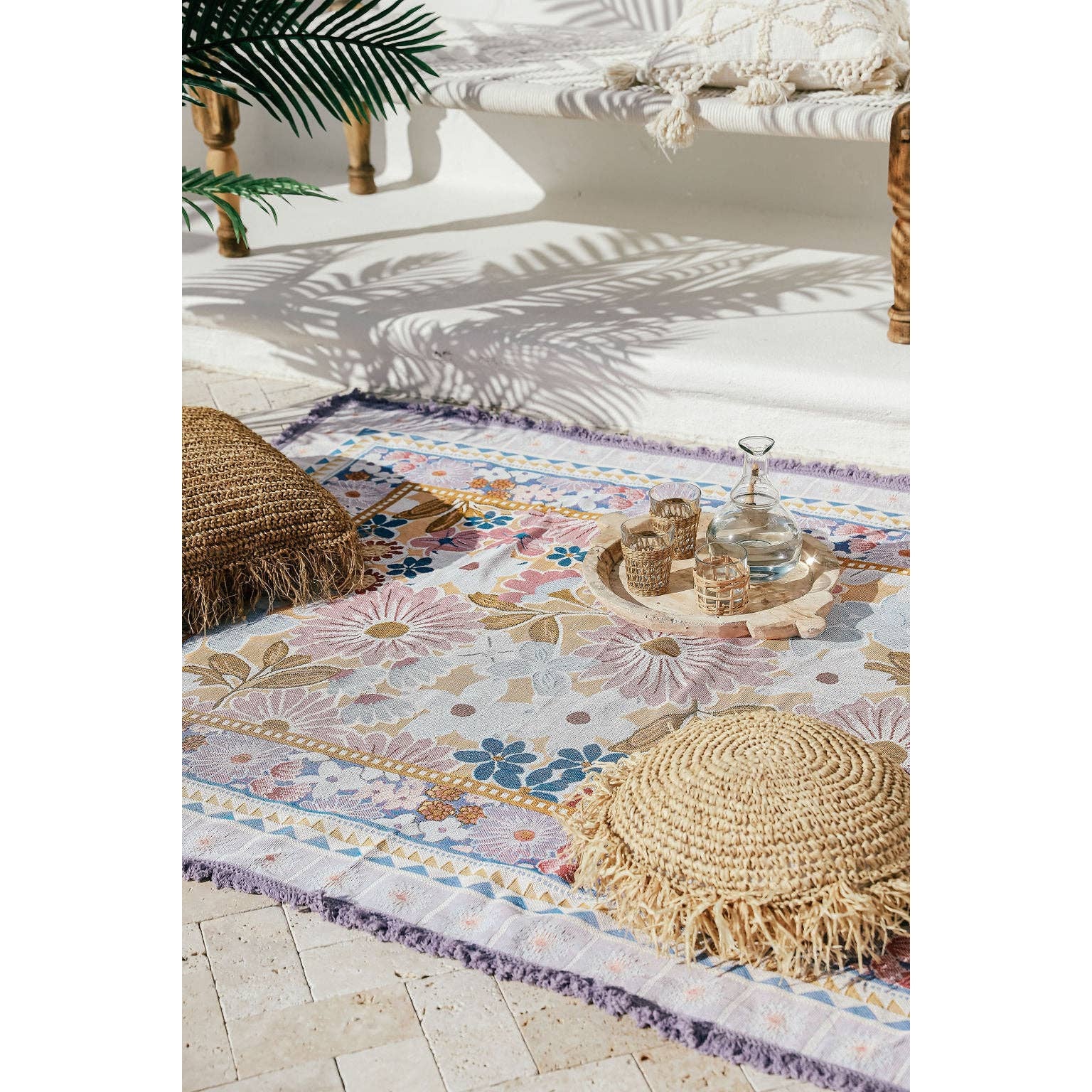 Lavender Throw Blanket or Beach Blanket | Extra Large 63" x 79" Woven Snuggle Blanket, Picnic Mat