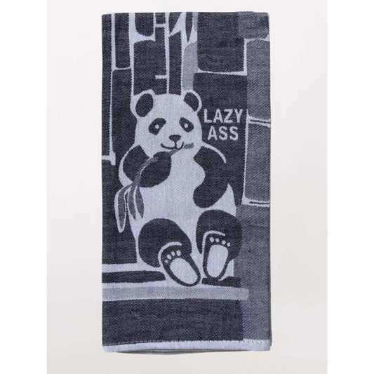 Lazy Ass Panda Eating Bamboo Woven Sweary Funny Snarky Dish Jacquard Towel | BlueQ at GetBullish