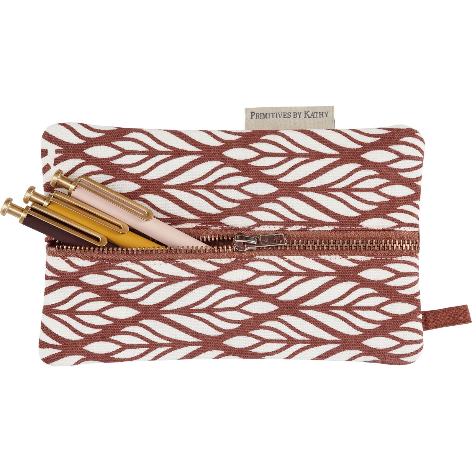 Leaf Design Zipper Pouch Pure Cotton Pencil Case or Makeup Bag | 5" x 8"