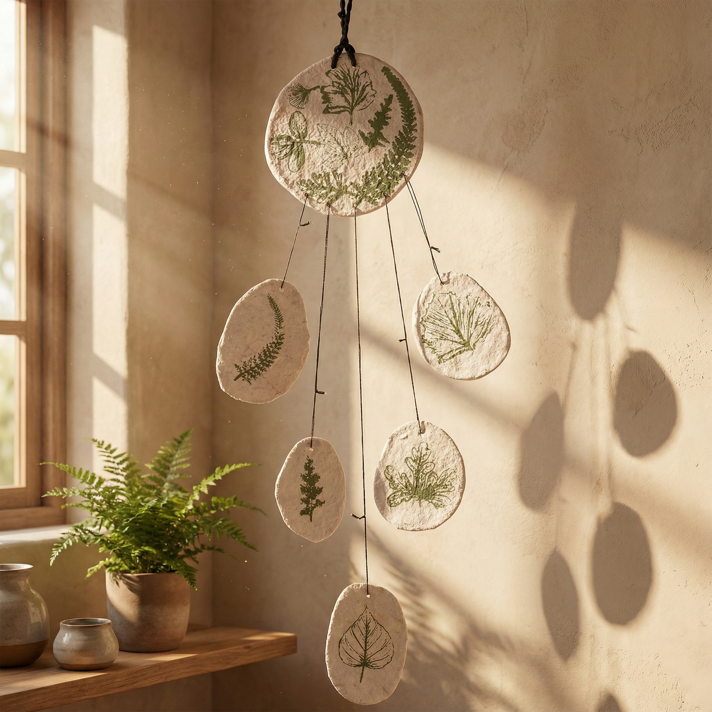 Leaf Study Hanging Decor | Paper-mache Nature-themed Wall Display | 3.75" x 15"