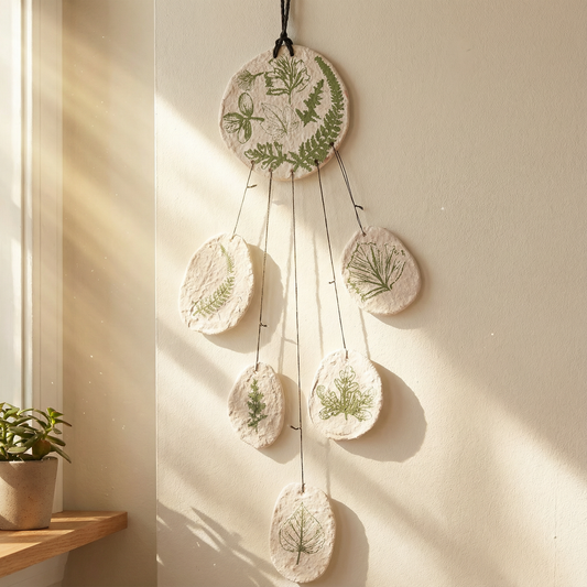 Leaf Study Hanging Decor | Paper-mache Nature-themed Wall Display | 3.75" x 15"
