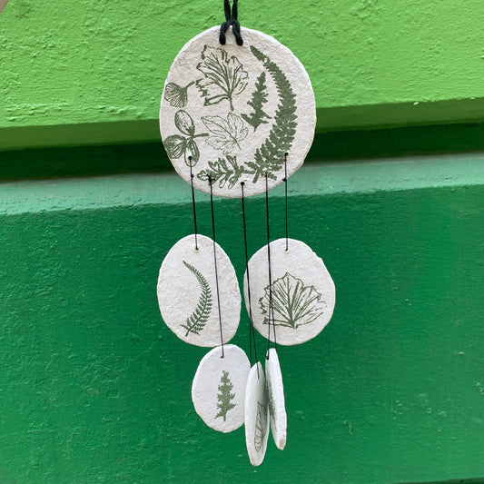 Leaf Study Hanging Decor | Paper-mache Nature-themed Wall Display | 3.75" x 15"