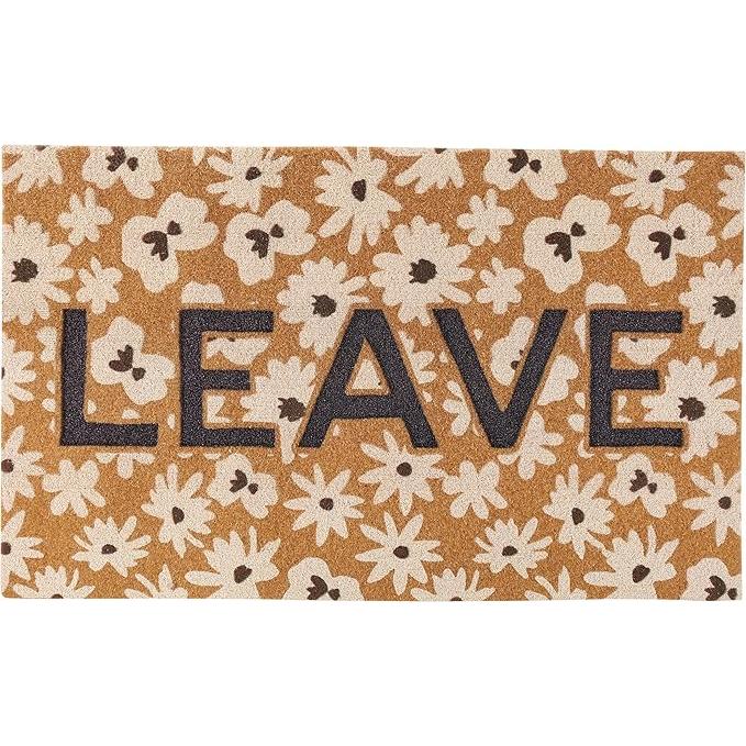Leave Floral Rug | Skid-Resistant Backing Mat | Indoor/Outdoor 30" x 18"