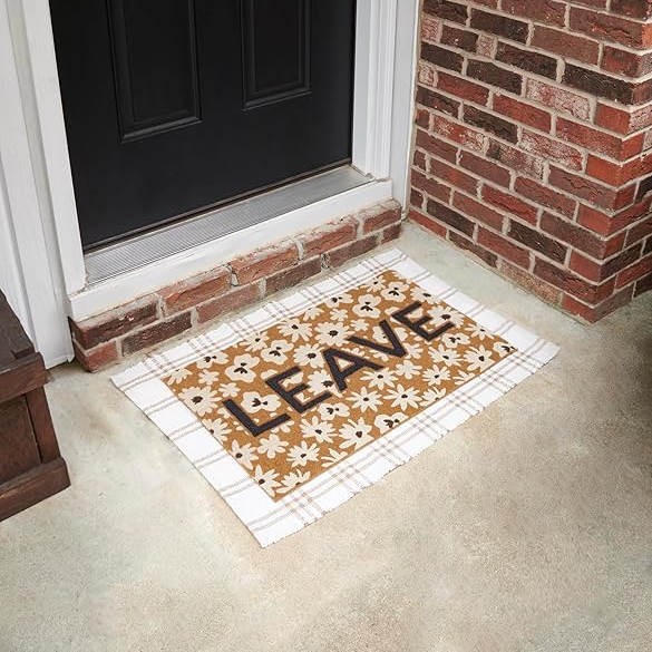 Leave Floral Rug | Skid-Resistant Backing Mat | Indoor/Outdoor 30" x 18"