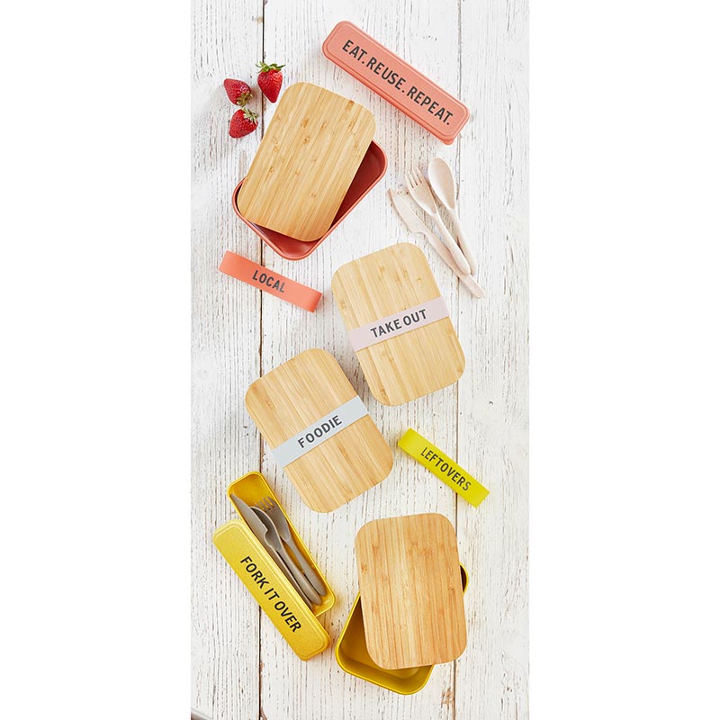 Leftovers Bamboo Lunch Box (Vivid Yellow) — Bulk Lot of 24 (Gifting, Events & Resale)-Santa Barbara Design Studio-The Bullish Store