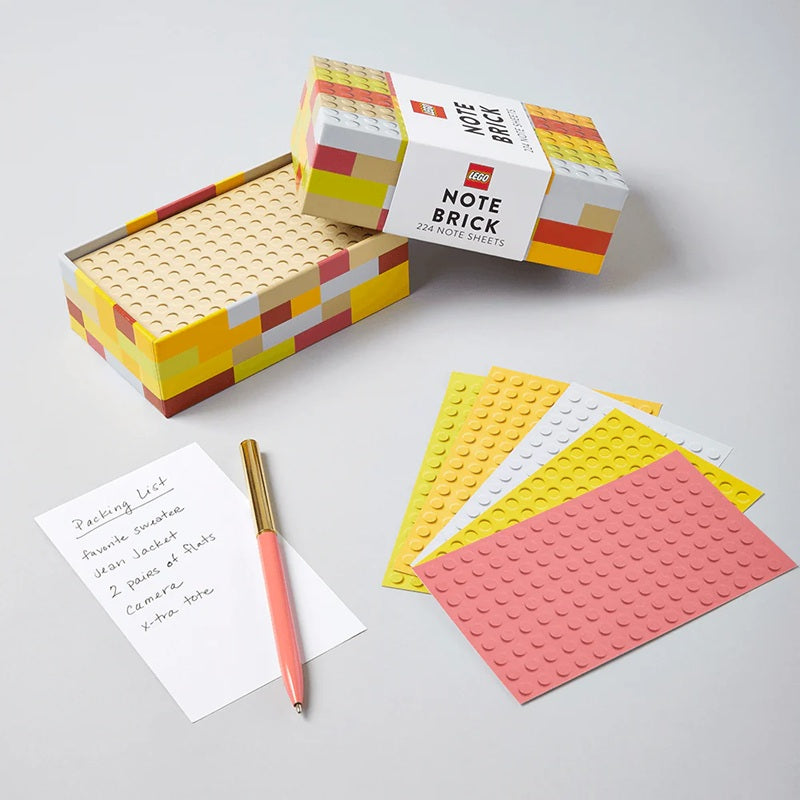 Lego Note Brick Yellow-Orange in Lego-like Keepsake Box | 200 Note Sheets Stationery Notepad