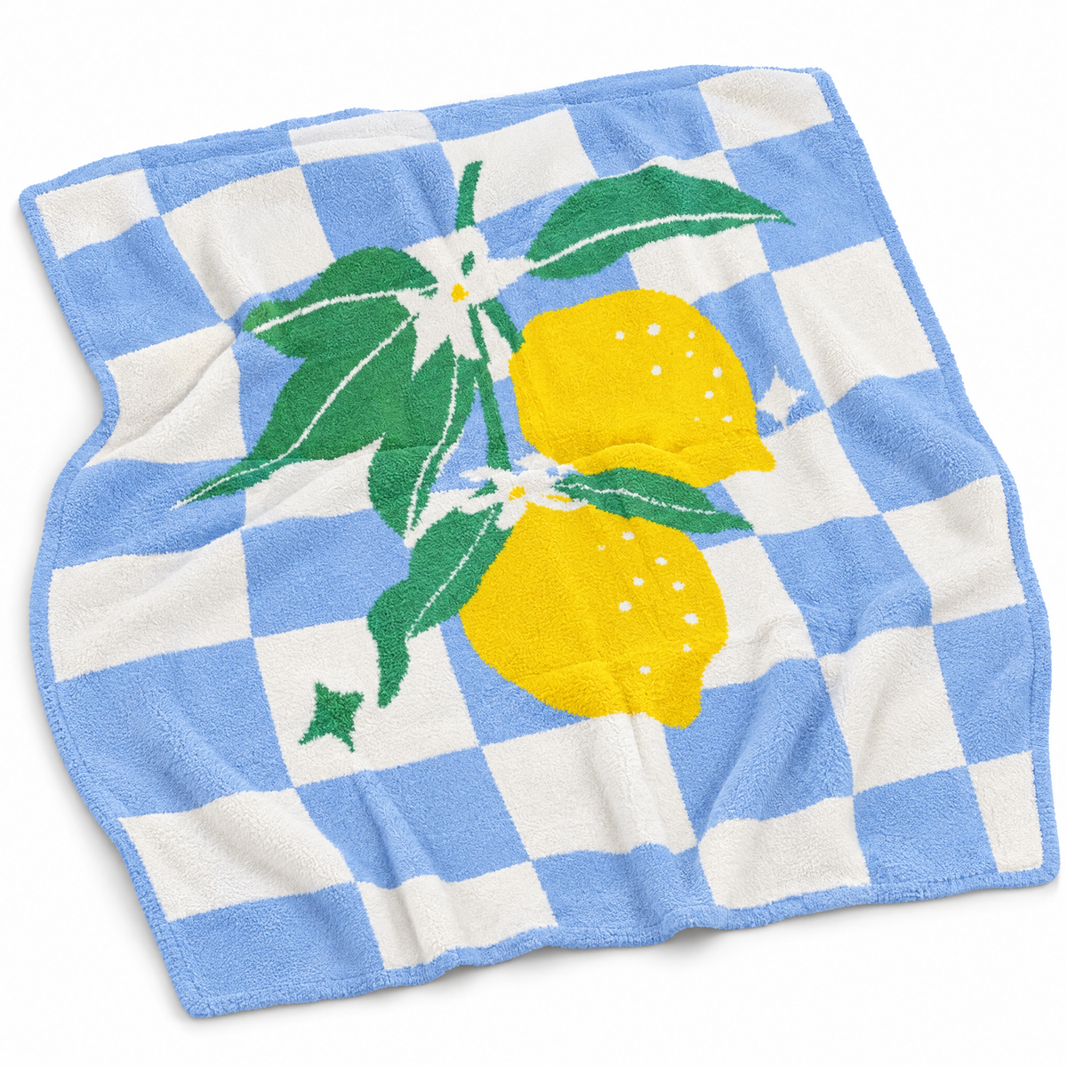 Lemon Drop Gingham Blanket in Blue and White-Ellison+Young-The Bullish Store