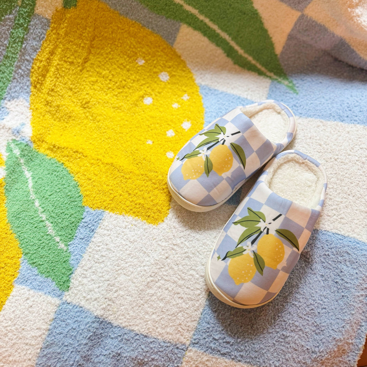 Lemon Drop Gingham Blanket in Blue and White-Ellison+Young-The Bullish Store