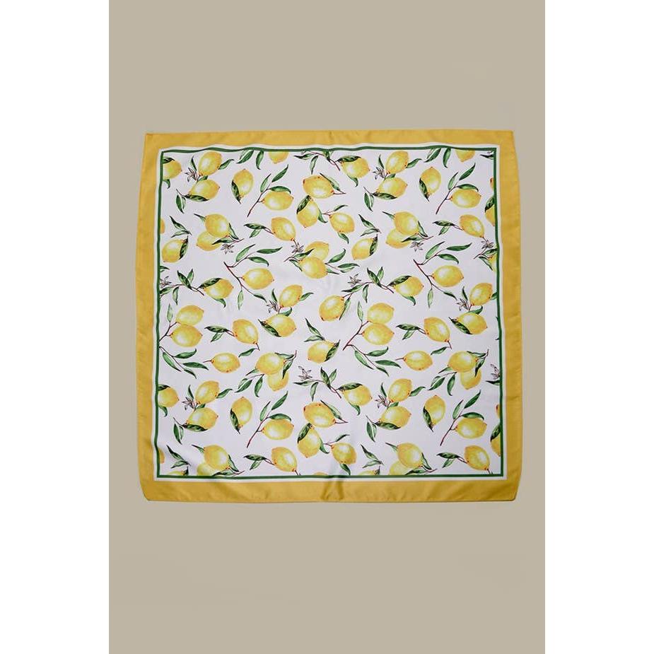 Lemons Silky Feel Bandana Scarf | 21.7" Square Bag Accessories Neck Scarf