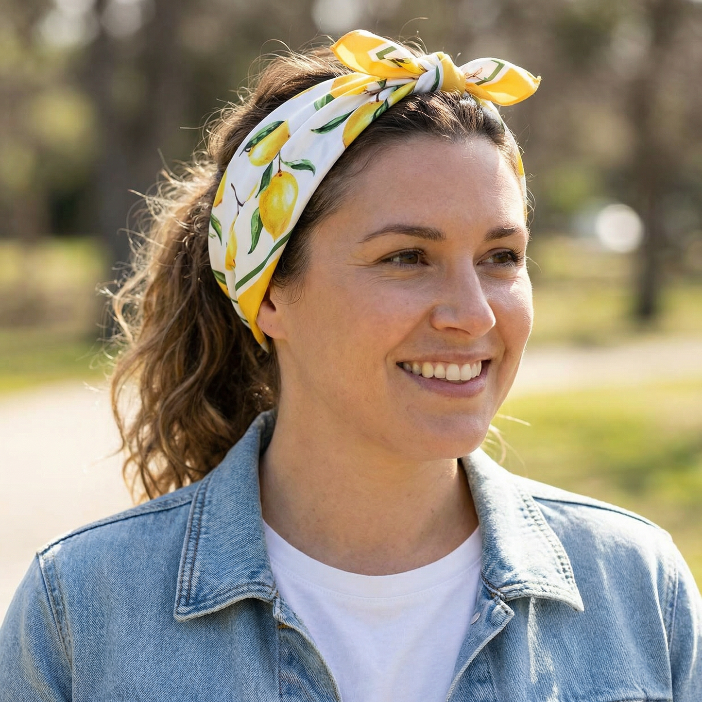 Lemons Silky Feel Bandana Scarf | 21.7" Square Bag Accessories Neck Scarf