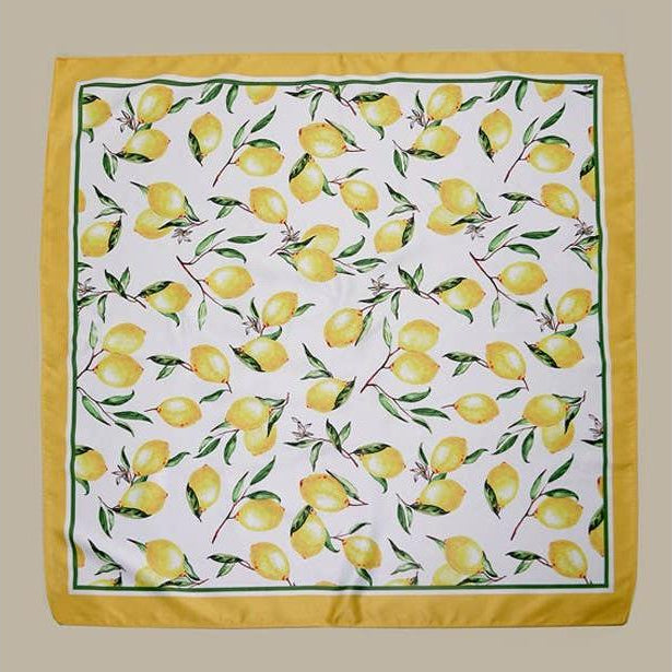 Lemons Silky Feel Bandana Scarf | 21.7" Square Bag Accessories Neck Scarf