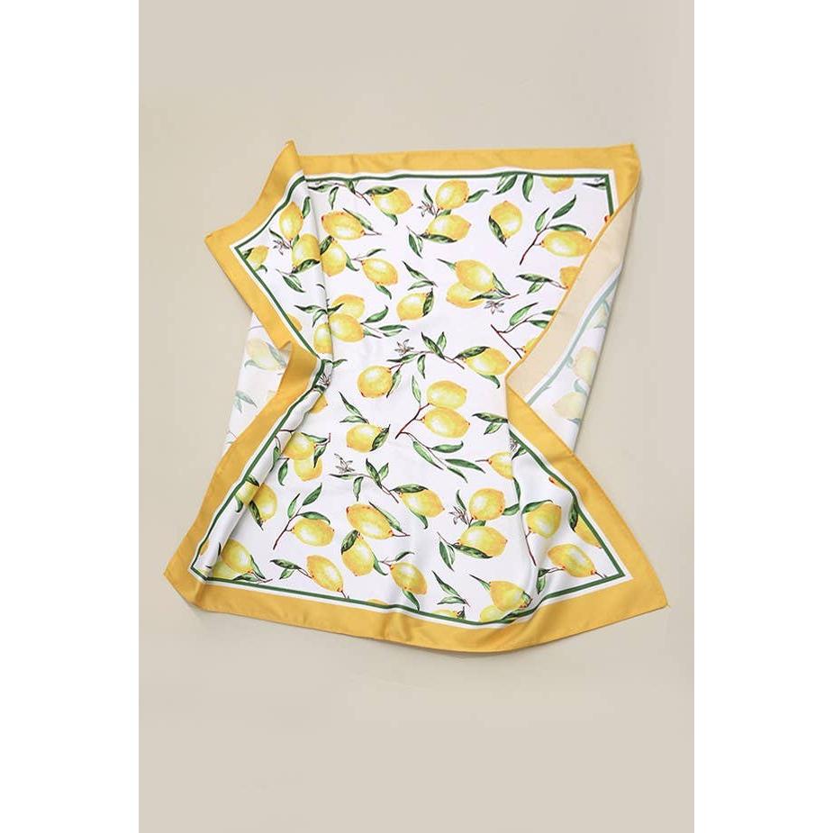 Lemons Silky Feel Bandana Scarf | 21.7" Square Bag Accessories Neck Scarf