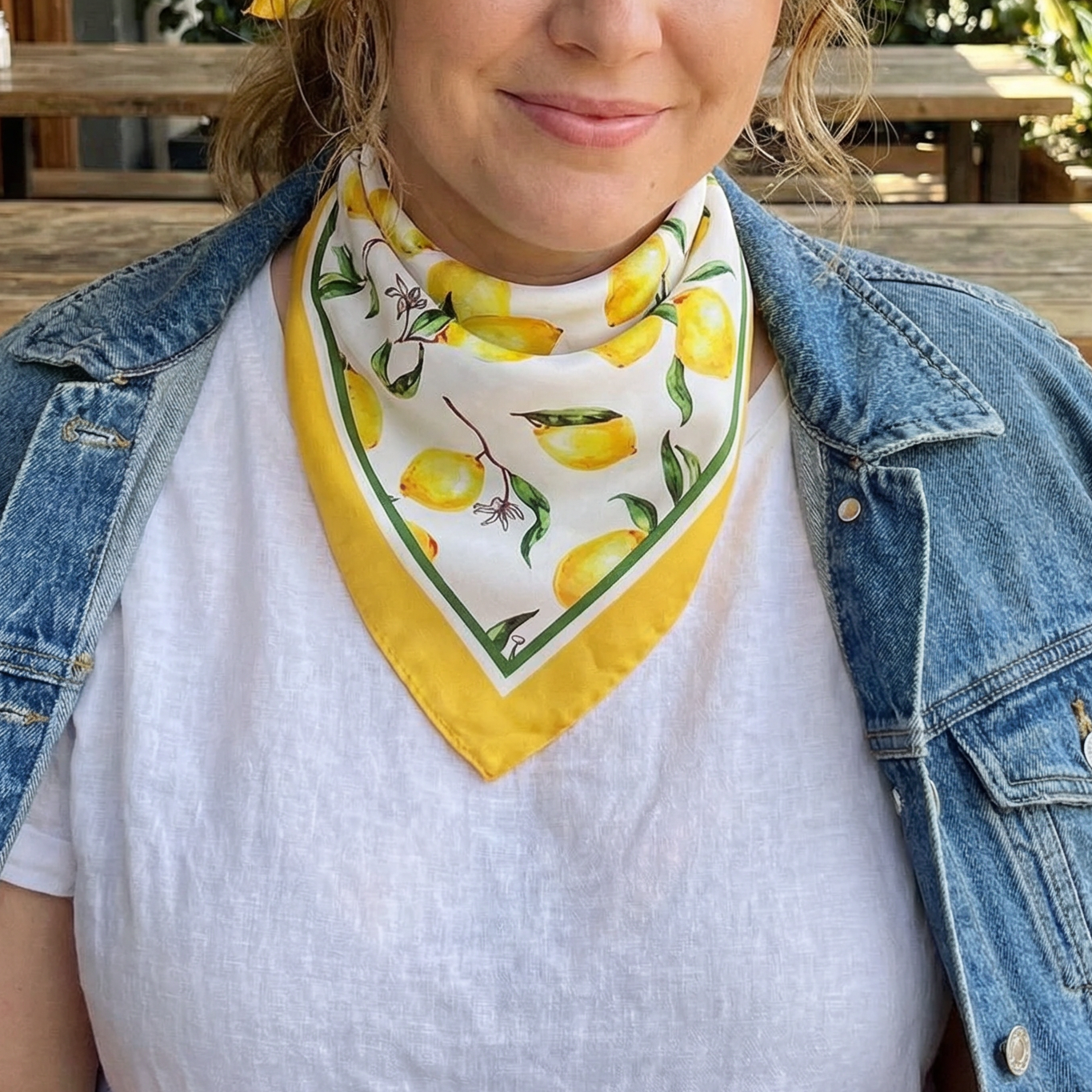 Lemons Silky Feel Bandana Scarf | 21.7" Square Bag Accessories Neck Scarf